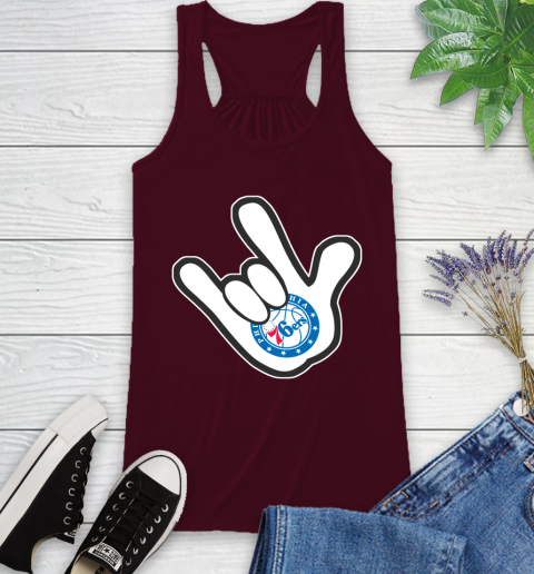 Philadelphia 76ers NBA Basketball Mickey Rock Hand Disney Racerback Tank 3