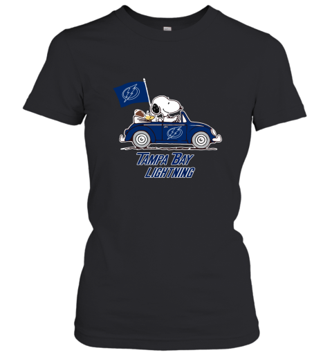 Snoopy And Woodstock Ride The Tampa Bay Lightnings Car NHL Women's T-Shirt
