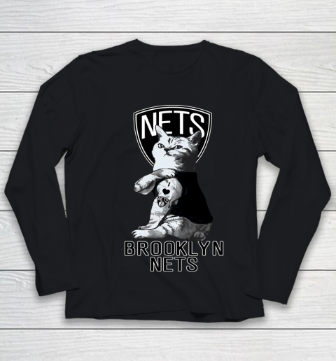 NBA Basketball My Cat Loves Brooklyn Nets Youth Long Sleeve