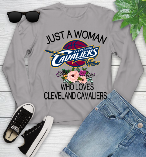 NBA Just A Woman Who Loves Cleveland Cavaliers Basketball Sports Youth Long Sleeve 3