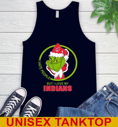 Cleveland Indians MLB Christmas Grinch I Hate People But I Love My Favorite Baseball Team Tank Top 3