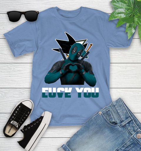 NHL San Jose Sharks Deadpool Love You Fuck You Hockey Sports Youth T-Shirt 15