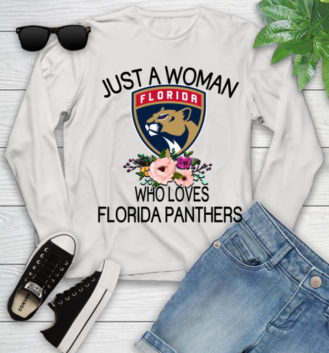 NHL Just A Woman Who Loves Florida Panthers Hockey Sports Youth Long Sleeve