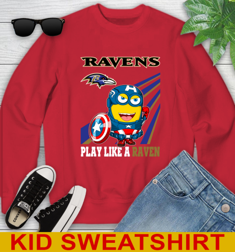 NFL Football Baltimore Ravens Captain America Marvel Avengers Minion Shirt Youth Sweatshirt 7