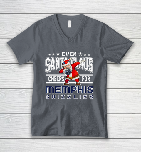 Memphis Grizzlies Even Santa Claus Cheers For Christmas NBA V-Neck T-Shirt 4
