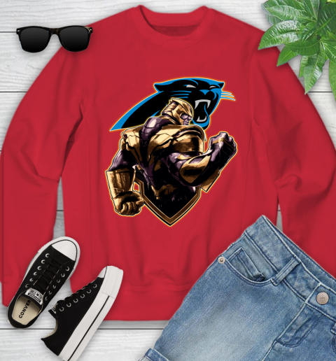 NFL Thanos Avengers Endgame Football Sports Carolina Panthers Youth Sweatshirt 9