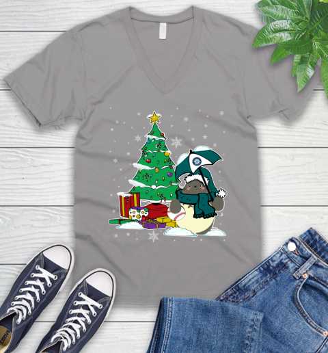 St.Louis Cardinals MLB Baseball Cute Tonari No Totoro Christmas Sports (2) V-Neck T-Shirt 3