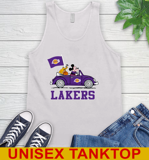 NBA Basketball Los Angeles Lakers Pluto Mickey Driving Disney Shirt Tank Top