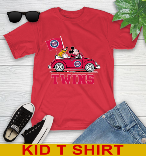 MLB Baseball Minnesota Twins Pluto Mickey Driving Disney Shirt Youth T-Shirt 10
