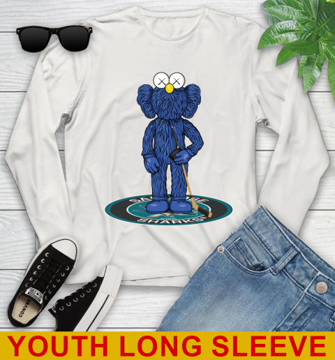NHL Hockey San Jose Sharks Kaws Bff Blue Figure Shirt Youth Long Sleeve 12