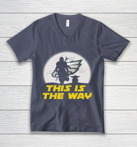 Philadelphia Eagles NFL Football Star Wars Yoda And Mandalorian This Is The Way V-Neck T-Shirt 7
