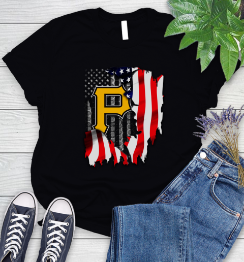 Pittsburgh Pirates MLB Baseball American Flag Women's T-Shirt