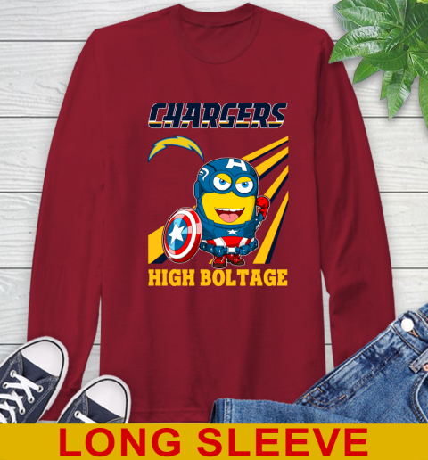 NFL Football Los Angeles Chargers Captain America Marvel Avengers Minion Shirt Long Sleeve T-Shirt 9