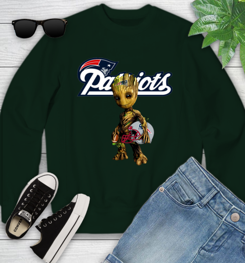 New England Patriots NFL Football Groot Marvel Guardians Of The Galaxy Youth Sweatshirt 10