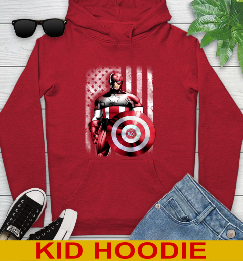 Atlanta Hawks NBA Basketball Captain America Marvel Avengers American Flag Shirt Youth Hoodie 11