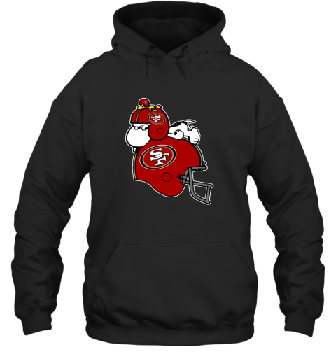 Snoopy And Woodstock Resting On San Francisco 49ers Helmet
