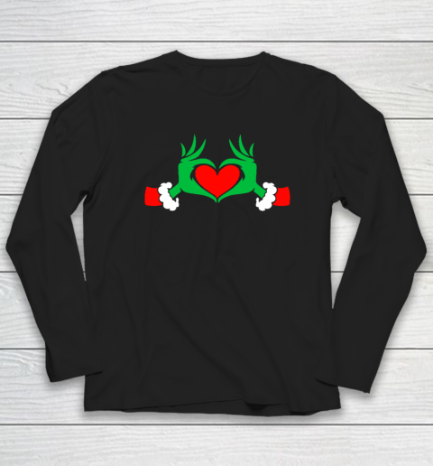 Funny Elf With Cute Heart Hands Style Christmas Costumes Long Sleeve T-Shirt