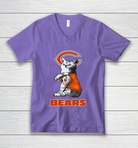 NFL Football My Cat Loves Chicago Bears V-Neck T-Shirt 8