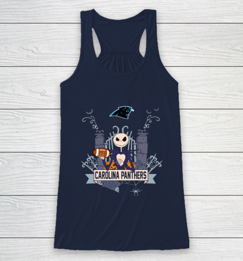 NFL Carolina Panthers Football Jack Skellington Halloween Racerback Tank 8