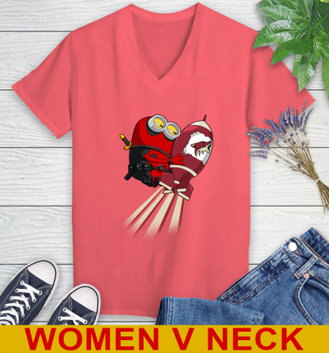 NHL Hockey Arizona Coyotes Deadpool Minion Marvel Shirt Women's V-Neck T-Shirt 6