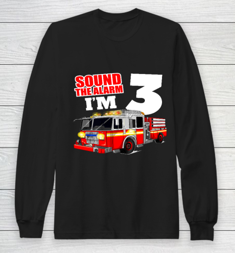 Kids Fire Truck 3rd Birthday T Shirt Boy Firefighter 3 Years Old Long Sleeve T-Shirt