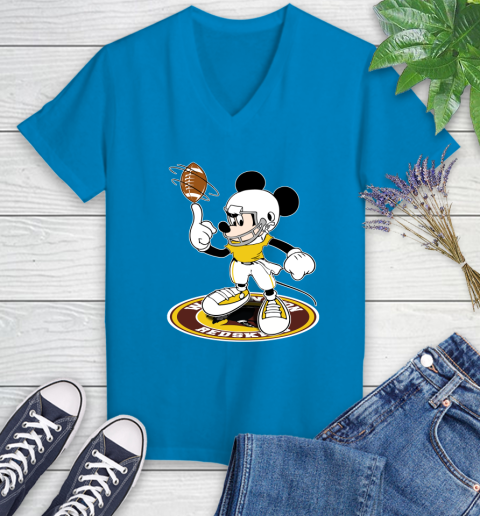 NFL Football Washington Redskins Cheerful Mickey Disney Shirt Women's V-Neck T-Shirt 6