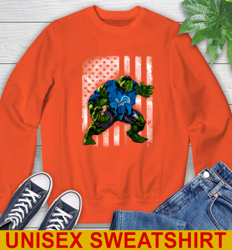 Detroit Lions Hulk Marvel Avengers NFL Football American Flag Sweatshirt 3