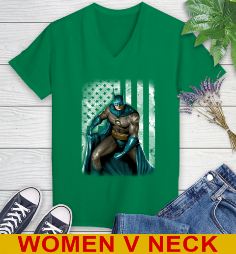 Miami Dolphins NFL Football Batman DC American Flag Shirt Women's V-Neck T-Shirt 5