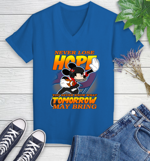 Tampa Bay Buccaneers NFL Football Mickey Disney Never Lose Hope Women's V-Neck T-Shirt 10