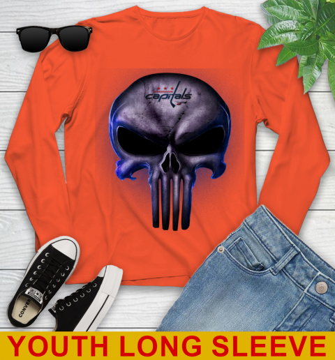 Washington Capitals NHL Hockey Punisher Skull Sports Youth Long Sleeve 3