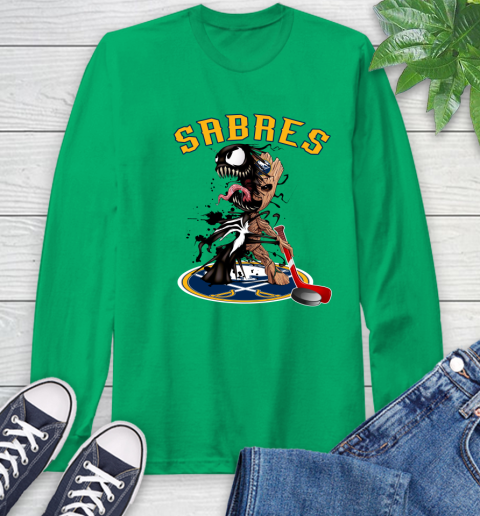 NHL Buffalo Sabres Hockey Venom Groot Guardians Of The Galaxy Long Sleeve T-Shirt 7