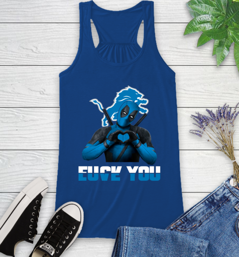 NHL Detroit Lions Deadpool Love You Fuck You Football Sports Racerback Tank 8