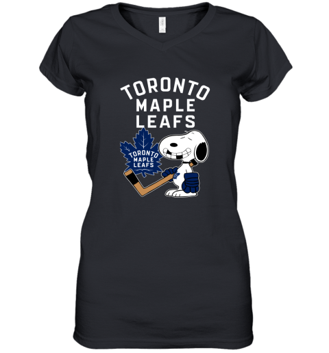 Toronto Maple Leafs Ice Hockey Broken Teeth Snoopy NHL Women's V-Neck T-Shirt