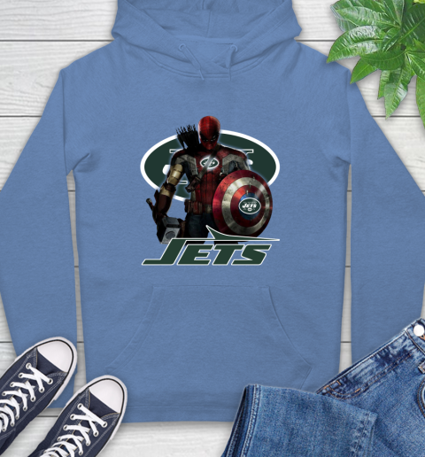 NFL Captain America Thor Spider Man Hawkeye Avengers Endgame Football New York Jets Hoodie 11