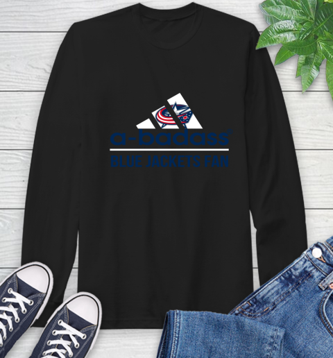 NHL A Badass Columbus Blue Jackets Fan Adidas Hockey Sports Long Sleeve T-Shirt