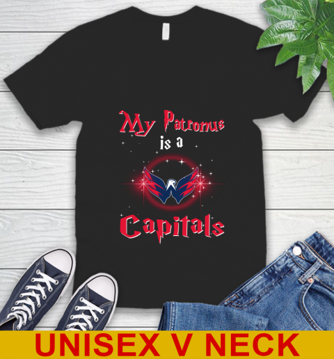 NHL Hockey Harry Potter My Patronus Is A Washington Capitals V-Neck T-Shirt