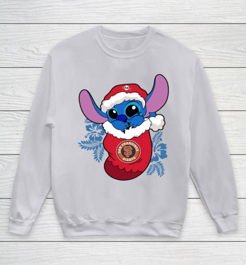 San Francisco Giants Christmas Stitch In The Sock Funny Disney MLB Youth Sweatshirt 4