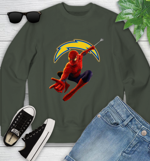 NFL Spider Man Avengers Endgame Football Los Angeles Chargers Youth Sweatshirt 10