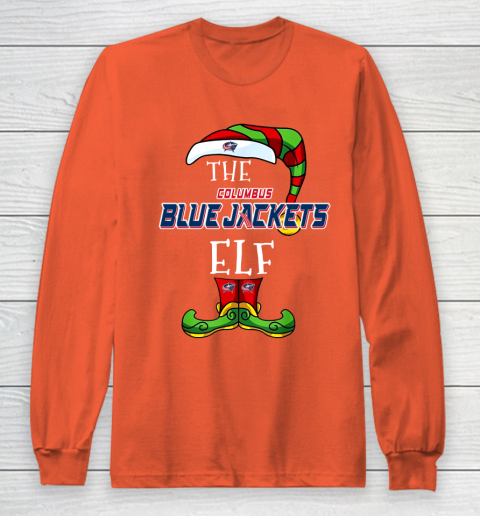 Columbus Blue Jackets Christmas ELF Funny NHL Long Sleeve T-Shirt 3