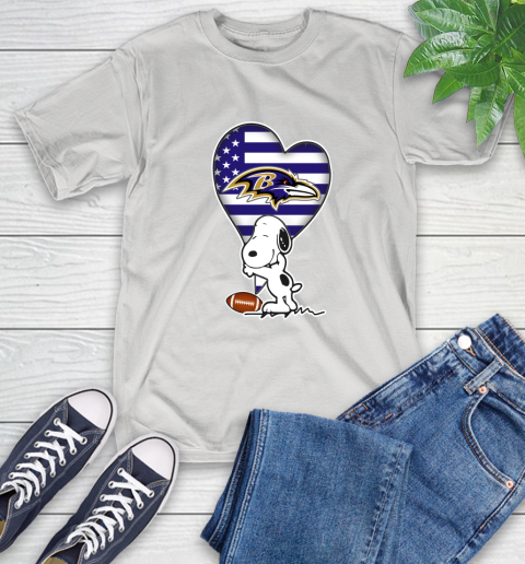 Baltimore Ravens NFL Football The Peanuts Movie Adorable Snoopy T-Shirt