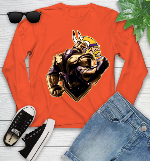 NFL Thanos Avengers Endgame Football Sports Minnesota Vikings Youth Long Sleeve 4