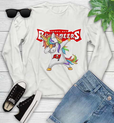 Tampa Bay Buccaneers NFL Football Funny Unicorn Dabbing Sports Youth Long Sleeve 12