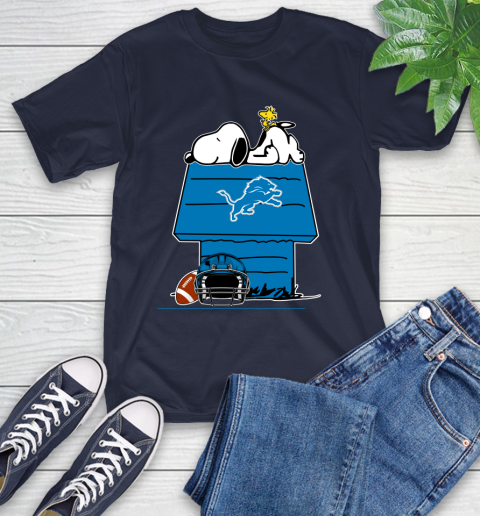 Detroit Lions NFL Football Snoopy Woodstock The Peanuts Movie T-Shirt 4