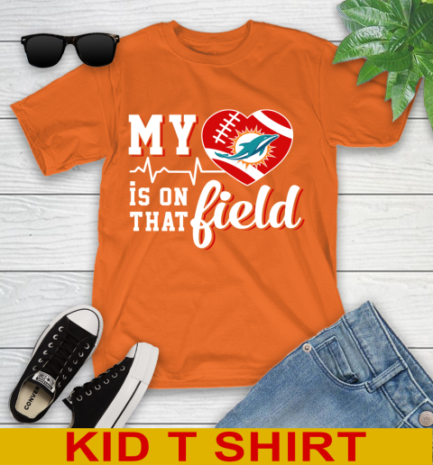 NFL My Heart Is On That Field Football Sports Miami Dolphins Youth T-Shirt 8