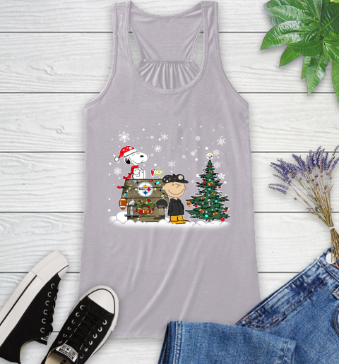 NFL Pittsburgh Steelers Snoopy Charlie Brown Christmas Football Super Bowl Sports Racerback Tank 4