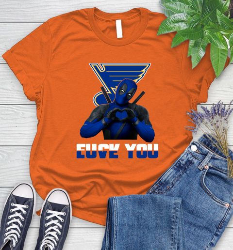 NHL St.Louis Blues Deadpool Love You Fuck You Hockey Sports Women's T-Shirt 3