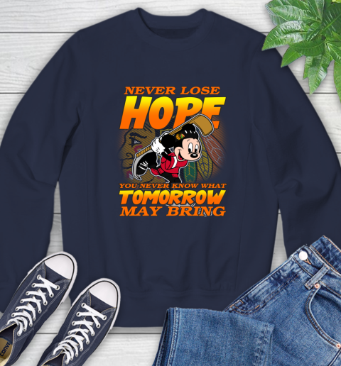 Chicago Blackhawks NHL Hockey ootball Mickey Disney Never Lose Hope Sweatshirt 2