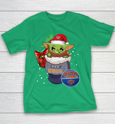 New York Knicks Christmas Baby Yoda Star Wars Funny Happy NBA Youth T-Shirt
