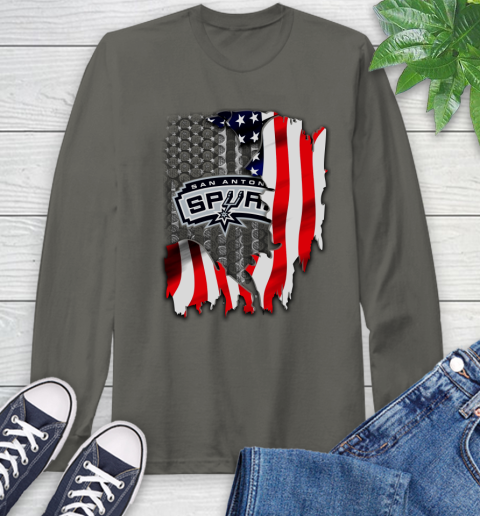 San Antonio Spurs NBA Basketball American Flag Long Sleeve T-Shirt 9