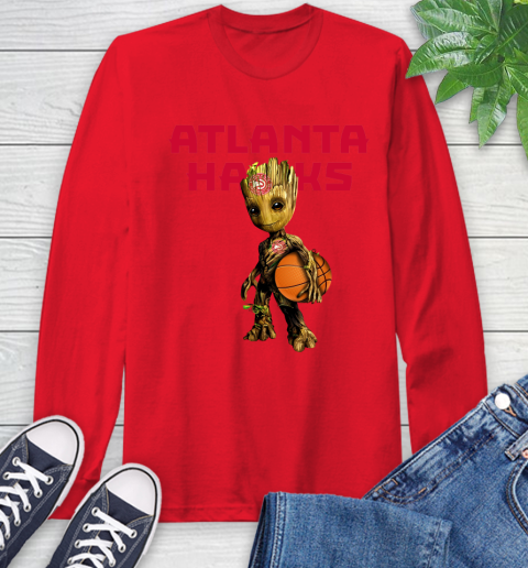 Atlanta Hawks NBA Basketball Groot Marvel Guardians Of The Galaxy Long Sleeve T-Shirt 10